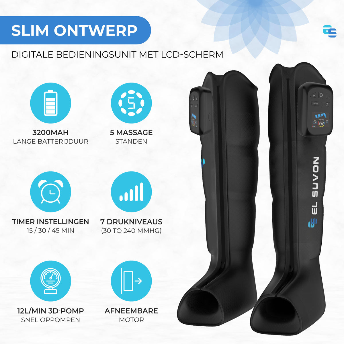 VENA Elite – Recovery Boots met App-Bediening, 4 Luchtkamers & 7 Drukniveaus