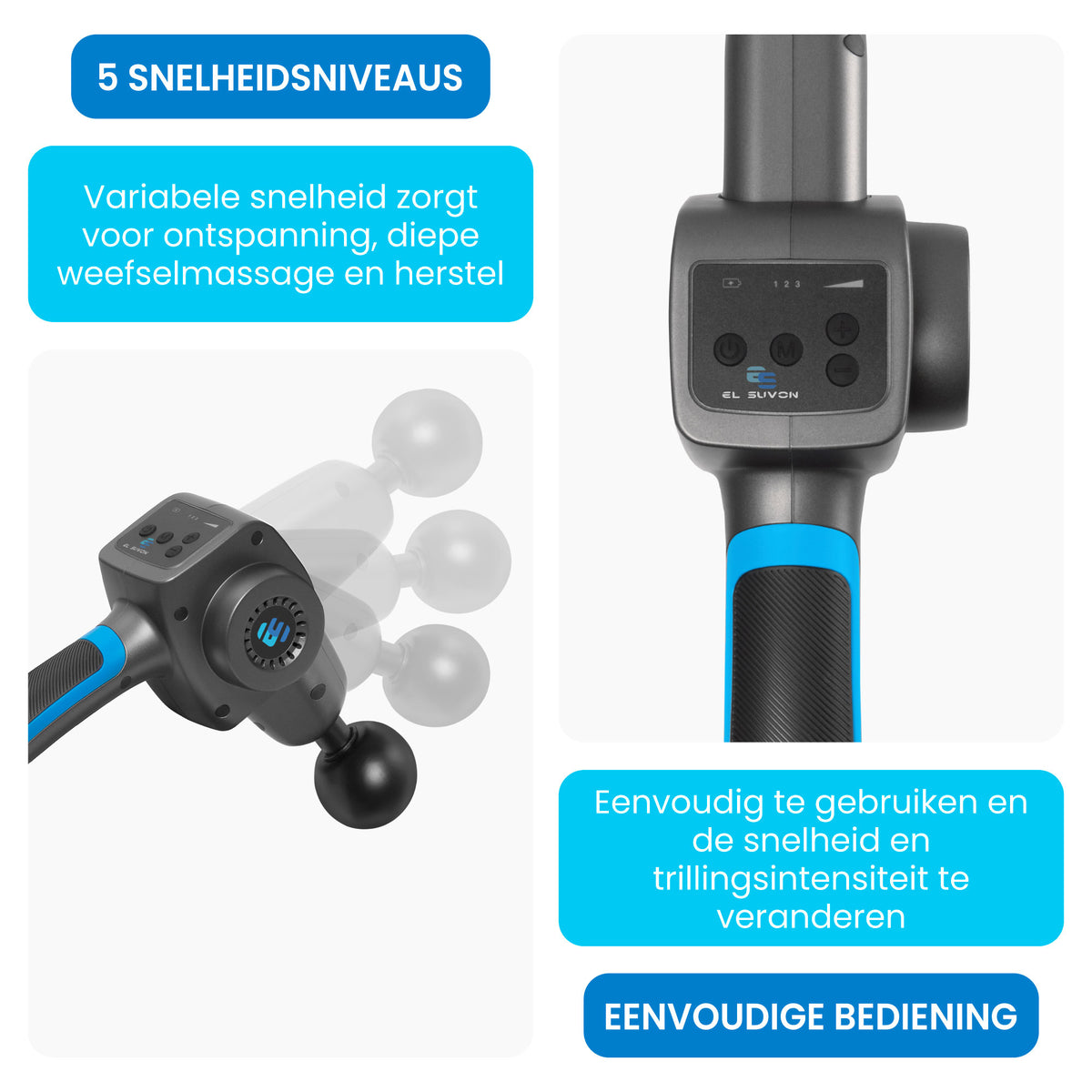 El Suvon Massage Gun – Inclusief Koffer en 7 Opzetstukken