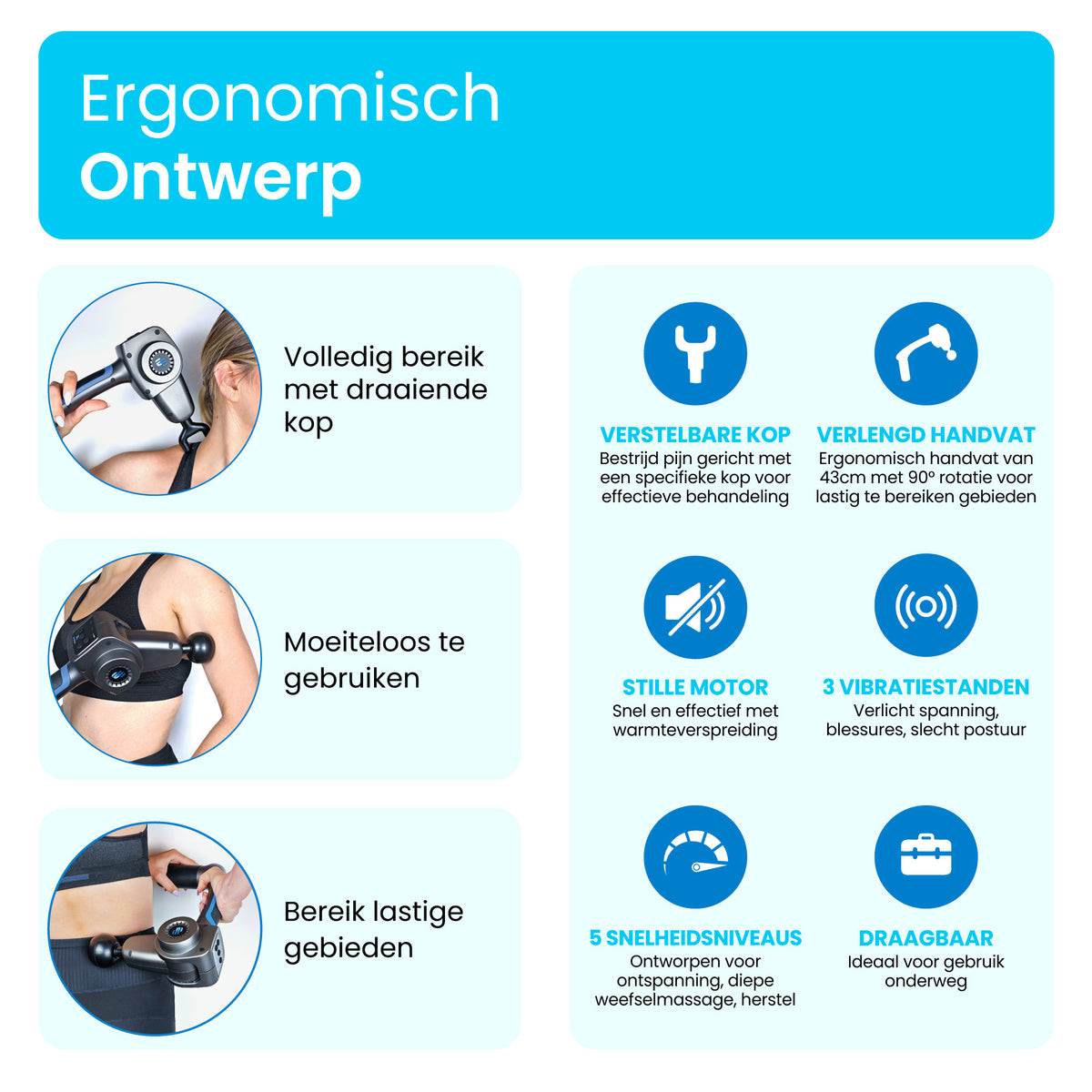 El Suvon Massage Gun – Inclusief Koffer en 7 Opzetstukken