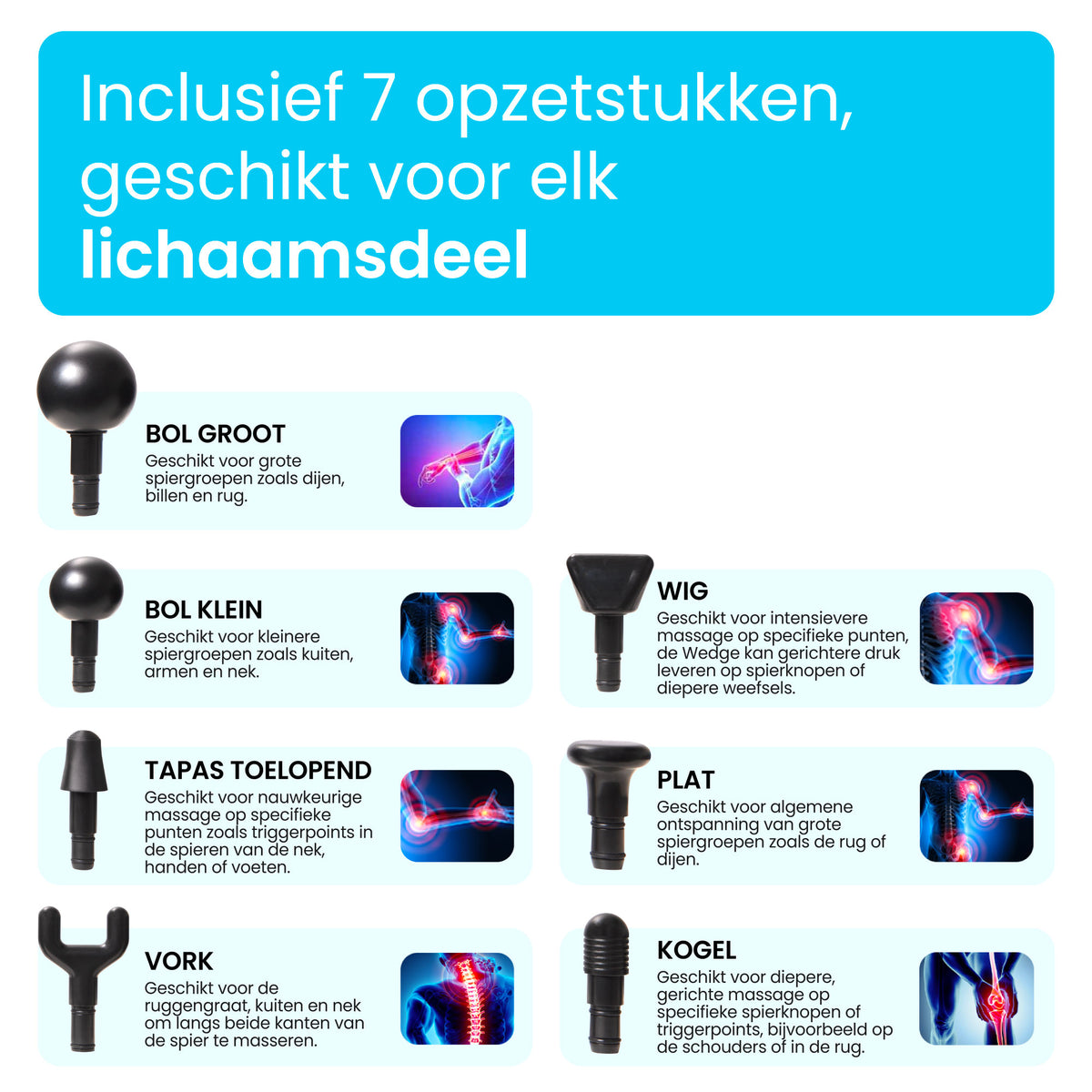 El Suvon Massage Gun – Inclusief Koffer en 7 Opzetstukken