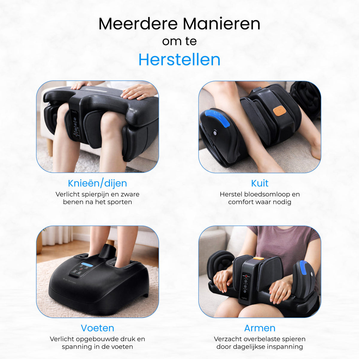 SEREN Dual – 2-in-1 Voet- & Beenmassageapparaat met Afneembare Bovenunit