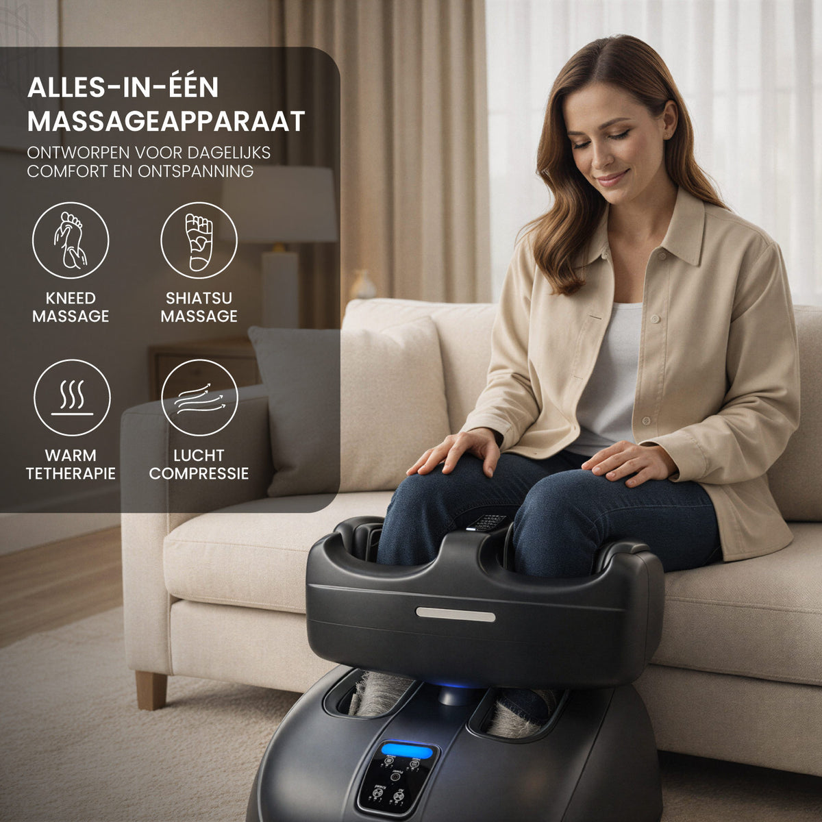 SEREN Dual – 2-in-1 Voet- & Beenmassageapparaat met Afneembare Bovenunit